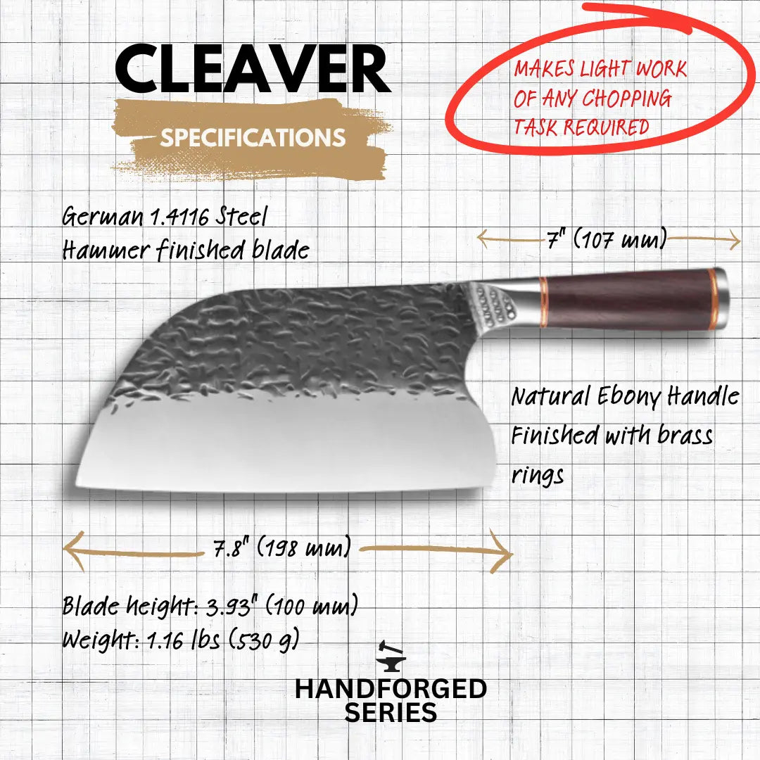 hand-forged knife set cleaver specificatiions