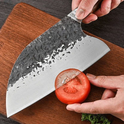 hand-forged knife set sharp cleaver demonstration