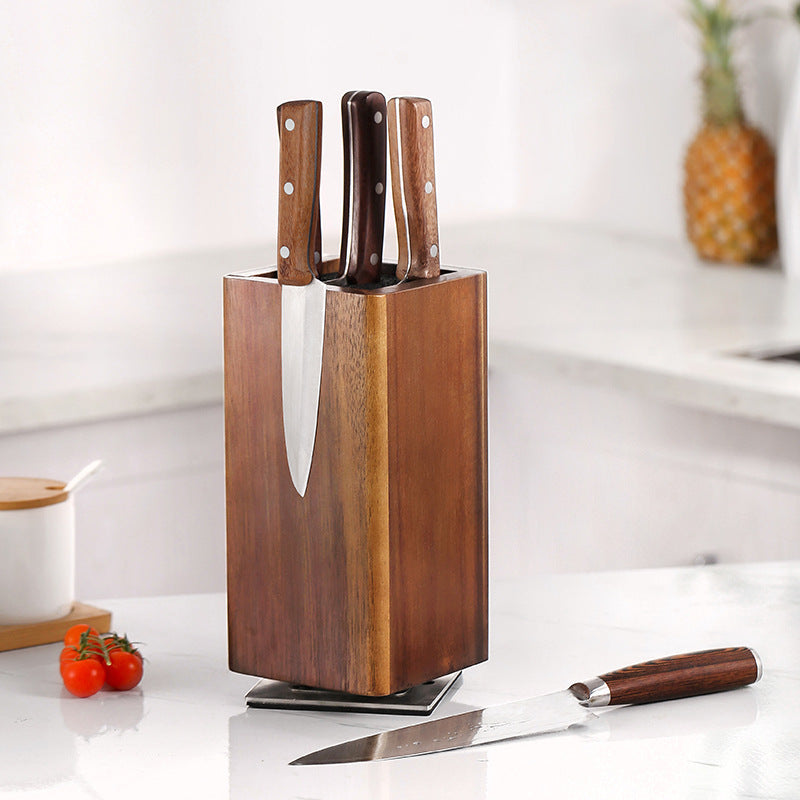 rotating magnetic knife block on a kitchen counter